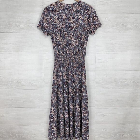 Nation‎ LTD Martine Knit Midi Dress Size Small Floral Print Tiered Smocked Waist - Picture 7 of 16